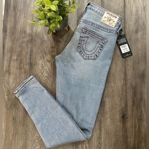 True Religion Pink Stitching Jennie Midrise Jeans NWT